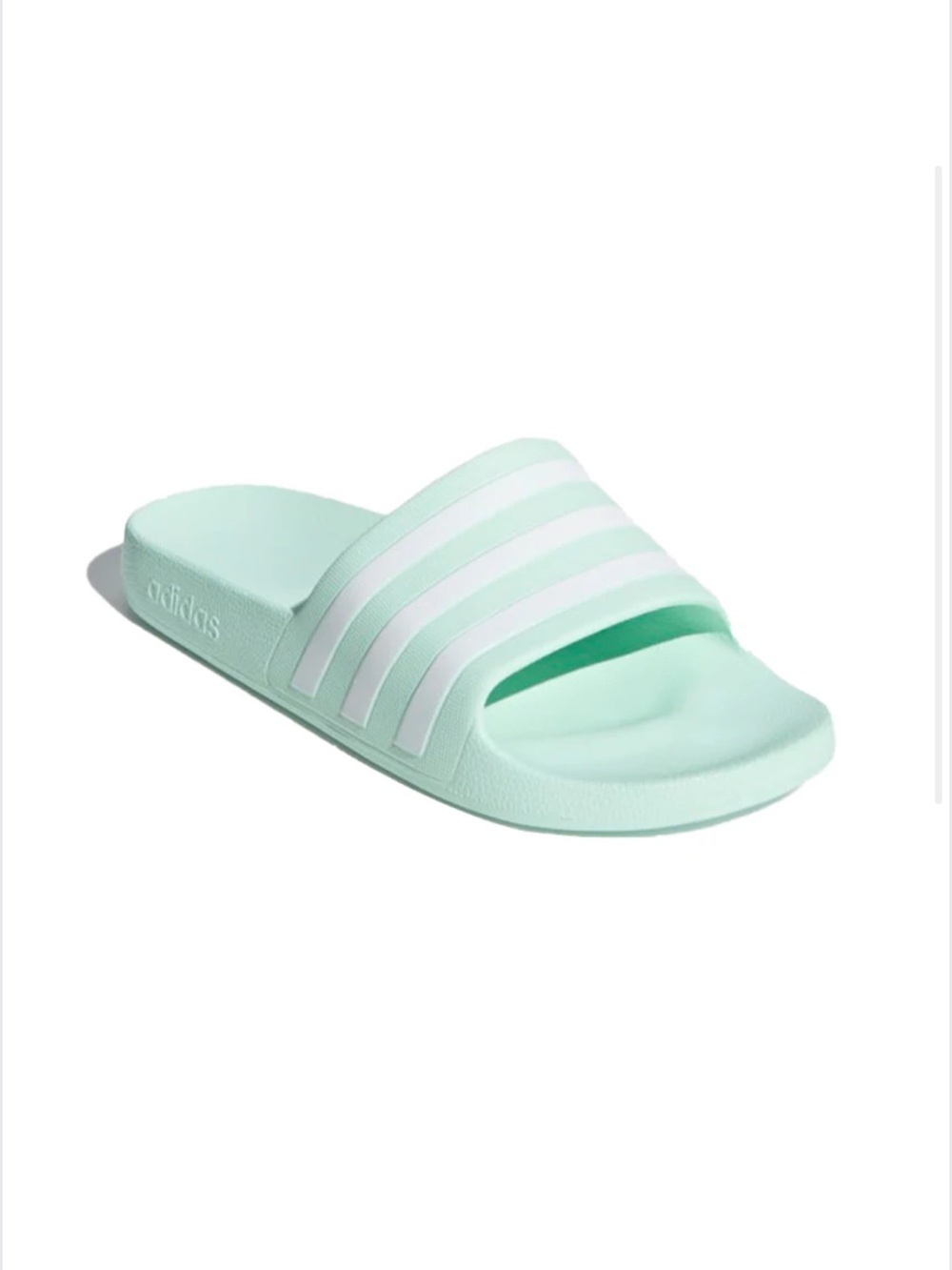 adidas Mint Green Slide Sandals with White Stripes